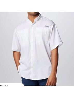 Columbia PFG Tamiami Shirt Short Sleeve White Outdoor Golf Fishing Gorpcore XXL